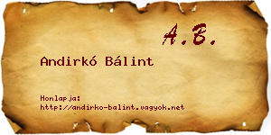 Andirkó Bálint névjegykártya