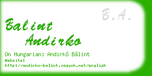 balint andirko business card