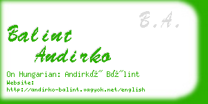 balint andirko business card